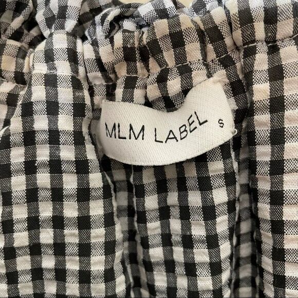 MLM Label Gingham Tiered Ruffle Off Shoulder Black and White Mini Dress - Picture 12 of 14